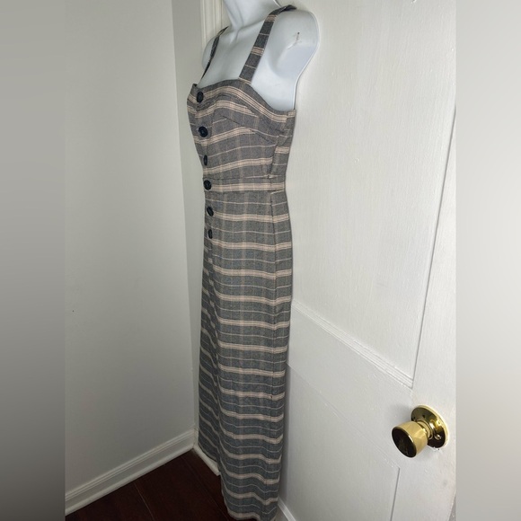 Cupcakes & Cashmere Black Plaid Willa Cropped Jumpsuit w Working Buttons. - Picture 6 of 11